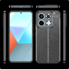 Microcase Poco X6 /Xiaomi Redmi Note 13 PRO 5G Leather Serisi Deri Efekt Silikon Kılıf - Siyah Al3337
