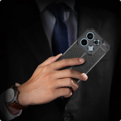 Microcase Poco X6 /Xiaomi Redmi Note 13 PRO 5G Leather Serisi Deri Efekt Silikon Kılıf - Siyah Al3337