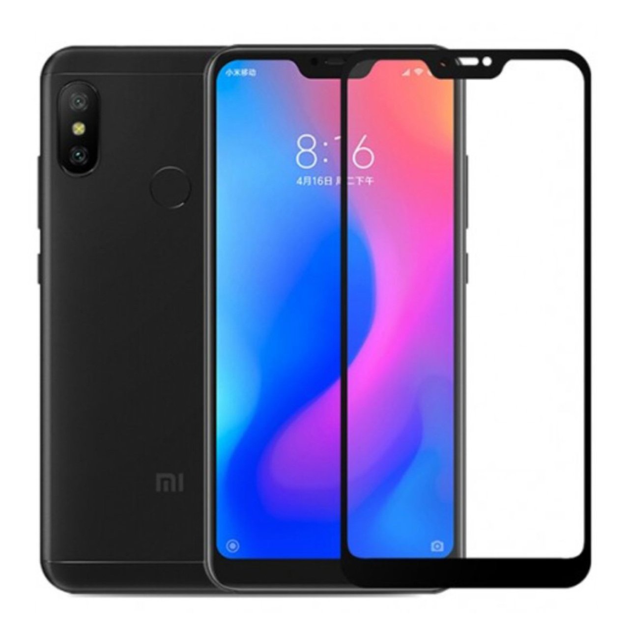 Xiaomi Mi A2 Lite Tam Kaplayan Çerçeveli Tempered Cam - Siyah
