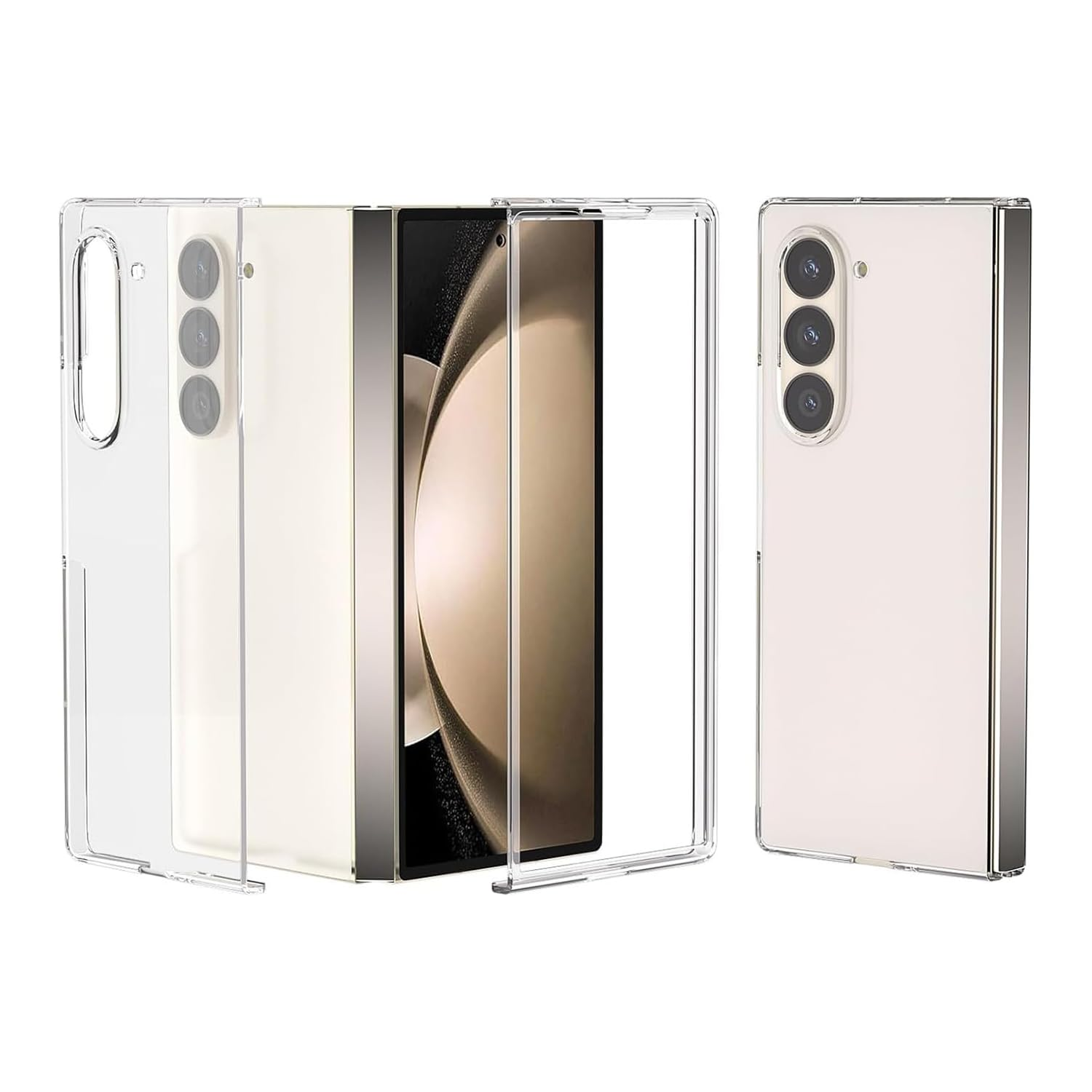 Microcase Samsung Galaxy Z Fold 7 ile Uyumlu Sert Kristal Kapaklı Kılıf Şeffaf- AL3157