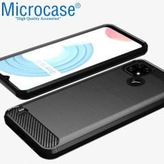 Microcase Realme C21 Brushed Carbon Fiber Silikon Kılıf - Siyah