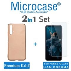 Microcase Huawei Honor 20 Premium Matte Silikon Kılıf + Tempered Glass Cam Koruma