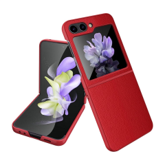 Microcase Samsung Galaxy Z Flip 7 için Deri Desenli Plastik Koruma Kılıf - AL3156