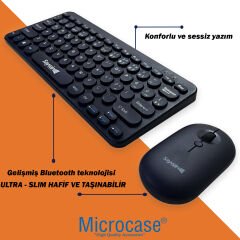 Microcase SW-500 Yuvarlak Tuşlu Taşınabilir Kablosuz Bluetoothlu Q Klavye Mouse Set AL4176