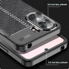 Microcase Poco M6 5G /Xiaomi Redmi 13C 5G Leather Serisi Deri Efekt Silikon Kılıf - Siyah Al3337
