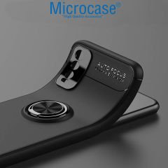 Microcase Vivo Y20 - Y20S Focus Serisi Yüzük Standlı Silikon Kılıf - Siyah