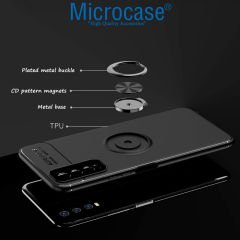 Microcase Vivo Y20 - Y20S Focus Serisi Yüzük Standlı Silikon Kılıf - Siyah