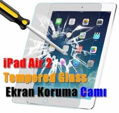 iPad 6 Air 2 Ultraİnce Silikon Kılıf + Glass + Kalem