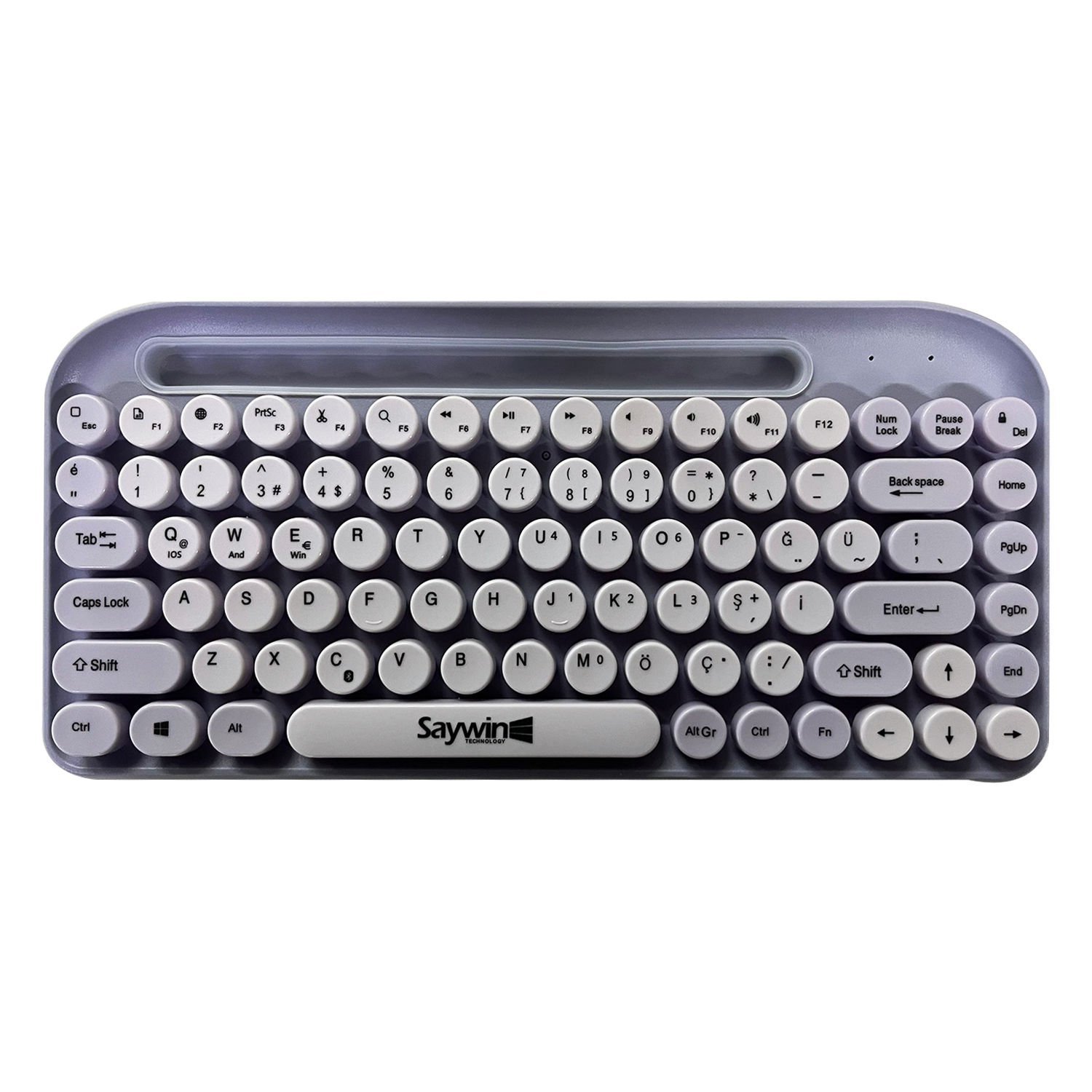 Microcase SW-05 Yuvarlak Tuşlu Telefon Tablet Tutuculu Taşınabilir Kablosuz Bluetoothlu Q Klavye AL4177