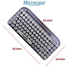 Microcase SW-05 Yuvarlak Tuşlu Telefon Tablet Tutuculu Taşınabilir Kablosuz Bluetoothlu Q Klavye AL4177