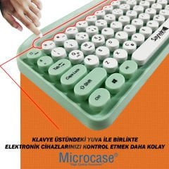 Microcase SW-05 Yuvarlak Tuşlu Telefon Tablet Tutuculu Taşınabilir Kablosuz Bluetoothlu Q Klavye AL4177