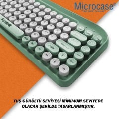 Microcase SW-05 Yuvarlak Tuşlu Telefon Tablet Tutuculu Taşınabilir Kablosuz Bluetoothlu Q Klavye AL4177