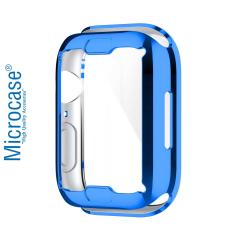Microcase Apple Watch 7 41 mm Önü Kapalı Silikon Kılıf - Mavi