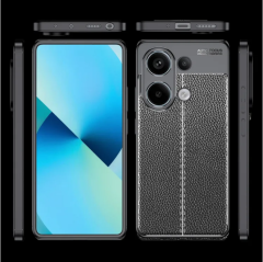 Microcase Poco M6 Pro 4G / Redmi NOTE 13 PRO 4G Leather Serisi Deri Efekt Silikon Kılıf - Siyah Al3337