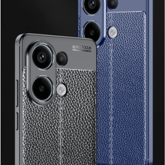 Microcase Poco M6 Pro 4G / Redmi NOTE 13 PRO 4G Leather Serisi Deri Efekt Silikon Kılıf - Siyah Al3337