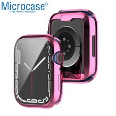 Microcase Apple Watch 7 41 mm Önü Kapalı Silikon Kılıf - Pembe