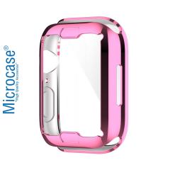 Microcase Apple Watch 7 41 mm Önü Kapalı Silikon Kılıf - Pembe