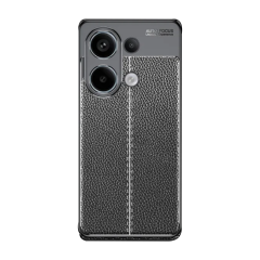 Microcase Poco M6 Pro 4G / Redmi NOTE 13 PRO 4G Leather Serisi Deri Efekt Silikon Kılıf - Siyah Al3337