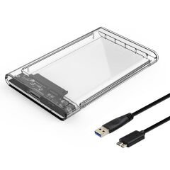 Microcase Taşınabilir Yüksek Hızlı 5Gbps USB 3.0 SATA 2.5 inch Harici Harddisk Kutusu - AL3514 Şeffaf