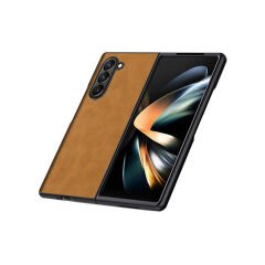 Microcase Samsung Galaxy Z Fold 7 için Deri Desenli Plastik Koruma Kılıf - AL3156