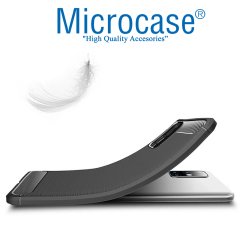 Samsung M31S Brushed Carbon Fiber Silikon Kılıf - Siyah