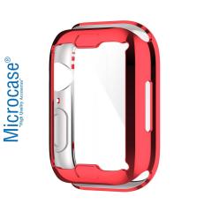 Microcase Apple Watch 7 45 mm Önü Kapalı Silikon Kılıf - Kırmızı