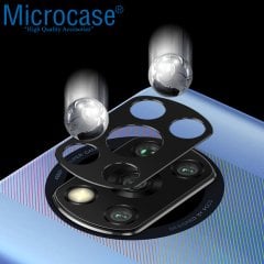 Microcase Xiaomi Poco X3 NFC Kamera Lens Koruma Halkası - Kapalı Tasarım Siyah