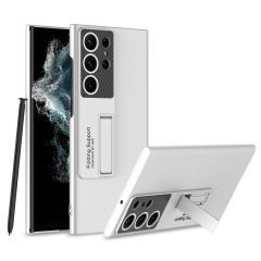 Microcase Samsung Galaxy S22 Ultra ile uyumlu Standlı Sert Plastik Mat Kılıf - AL3566