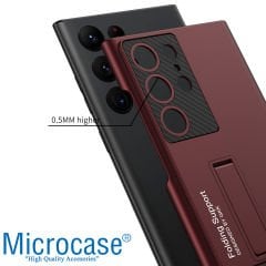 Microcase Samsung Galaxy S22 Ultra ile uyumlu Standlı Sert Plastik Mat Kılıf - AL3566