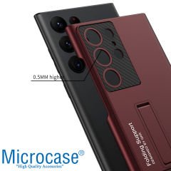 Microcase Samsung Galaxy S22 Ultra ile uyumlu Standlı Sert Plastik Mat Kılıf - AL3566