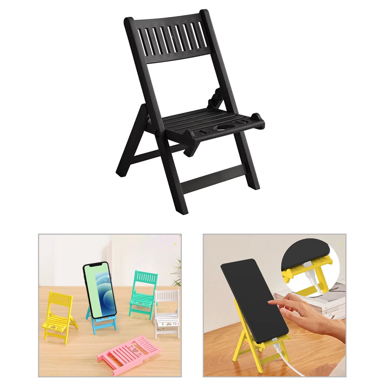 Microcase Mini Katlanır  Sandalye Tasarım  Telefon Standı  Dekoratif Tutucu-AL4925