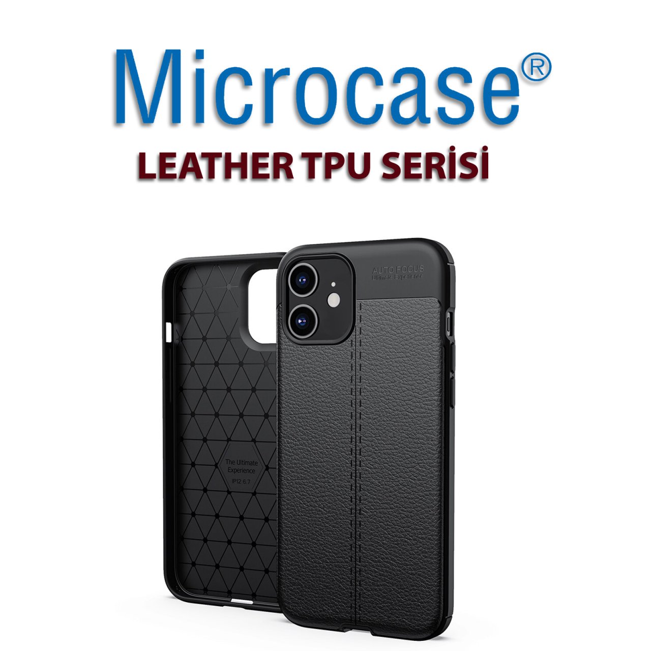 iPhone 12 Leather Tpu Silikon Kılıf - Siyah