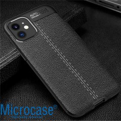 iPhone 12 Leather Tpu Silikon Kılıf - Siyah