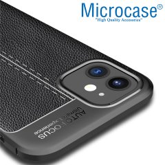 iPhone 12 Leather Tpu Silikon Kılıf - Siyah