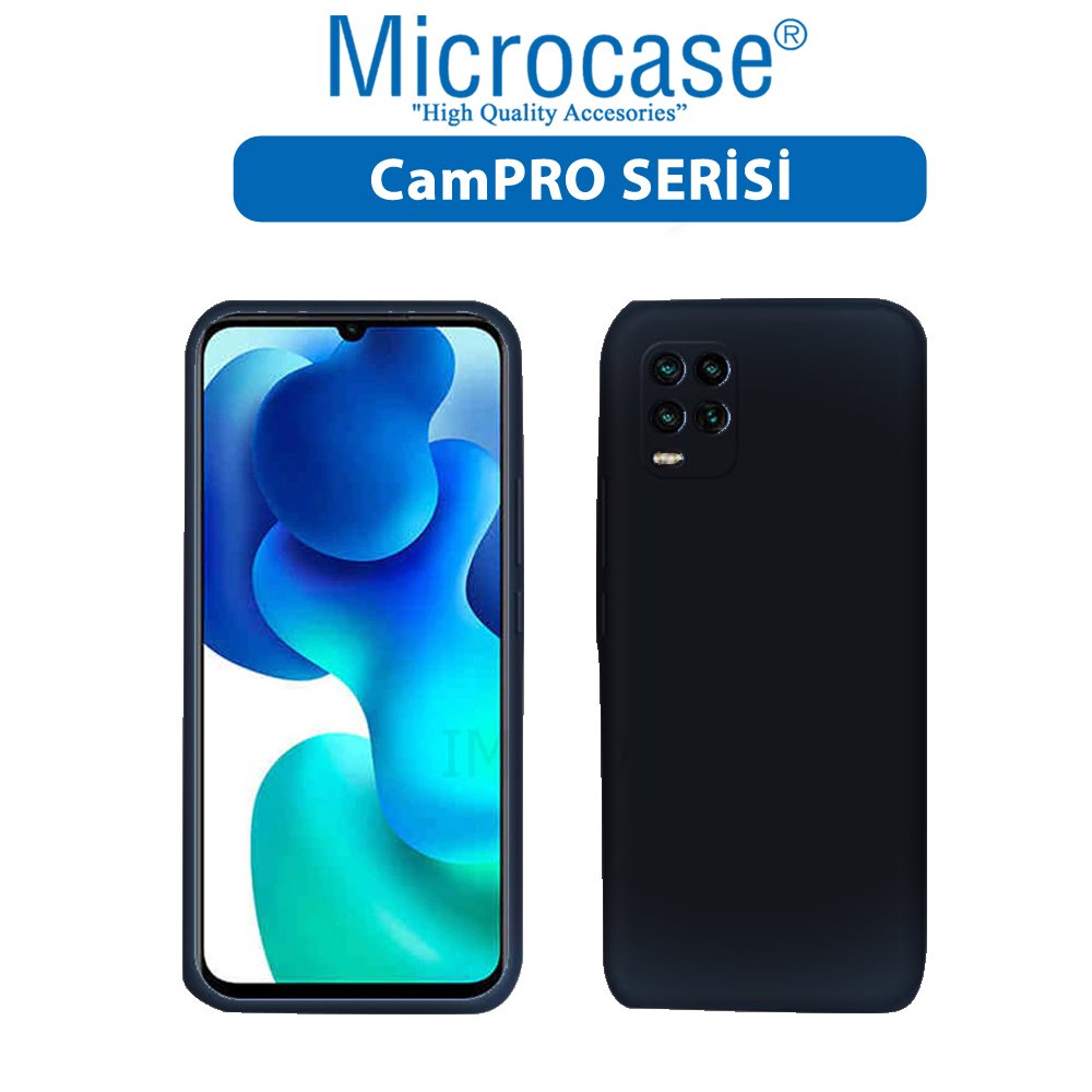 Microcase Xiaomi Mi 10 Lite CamPRO Serisi Kamera Korumalı Silikon Kılıf - Siyah