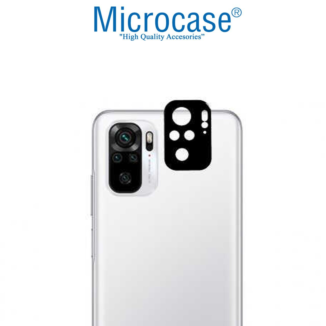 Microcase Xiaomi Redmi Note 10 Kamera Lens Koruma Halkası - Kapalı Tasarım Siyah