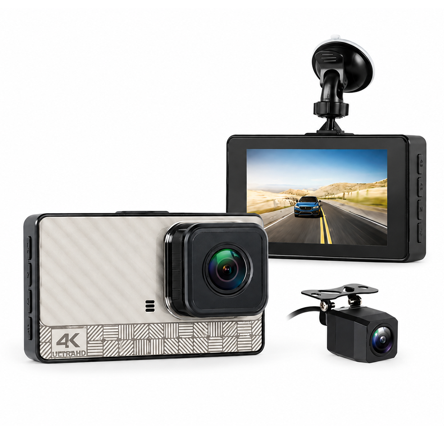 Microcase Wifi Destekli Akıllı Kayıt Sistemli 4K Çift Kameralı Araç Kamerası Video Kayıt Cihazı AL5756