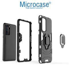 Microcase Huawei P40 Batman Serisi Yüzük Standlı Armor Kılıf - Siyah