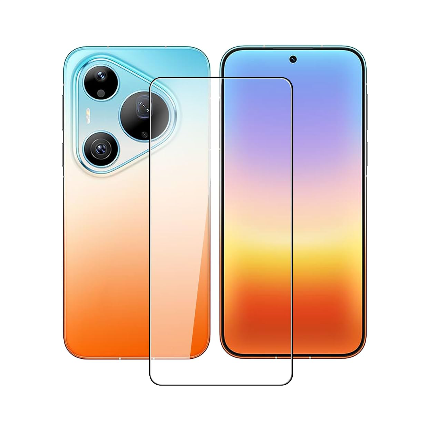 Microcase Huawei Pura 90S Pro Global / Pura 90 Pro ile uyumlu Tam Kaplayan Çerçeveli Tempered Ekran Koruyucu -AL3276