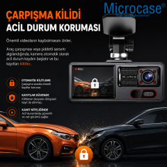 Microcase 3 Kameralı WiFi Araç İçi Kayıt Kamerası Full HD Gece Görüşlü Araç Kamerası AL5755