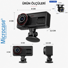Microcase 3 Kameralı WiFi Araç İçi Kayıt Kamerası Full HD Gece Görüşlü Araç Kamerası AL5755