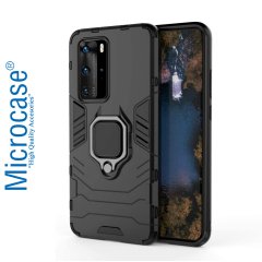 Microcase Huawei P40 Pro Batman Serisi Yüzük Standlı Armor Kılıf - Siyah