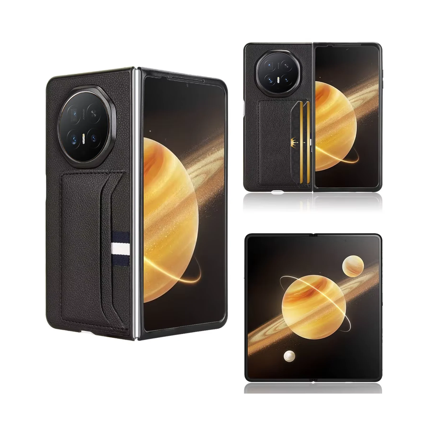Microcase Honor Magic V6 İle Uyumlu Kartlıklı Deri Kaplama Kılıf-AL5120