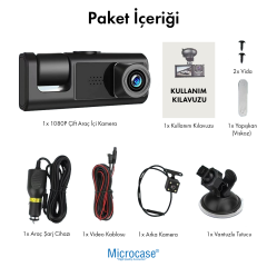 Microcase Wifi Destekli Black Box 1080P Araç İçi Kamera Super Hd 1080P Trafik Recorder - AL5759