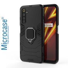 Microcase Realme 6 Pro Batman Serisi Yüzük Standlı Armor Kılıf - Siyah