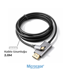 Microcase Type-C to DP(Displayport) Kablo 8K 60hz / 4K 120hz / 2K 165hz Görüntü Aktarıcı Kablo 2 Metre - AL5777