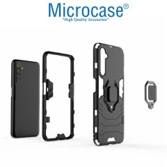Microcase Realme 6 Pro Batman Serisi Yüzük Standlı Armor Kılıf - Siyah