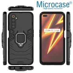 Microcase Realme 6 Pro Batman Serisi Yüzük Standlı Armor Kılıf - Siyah