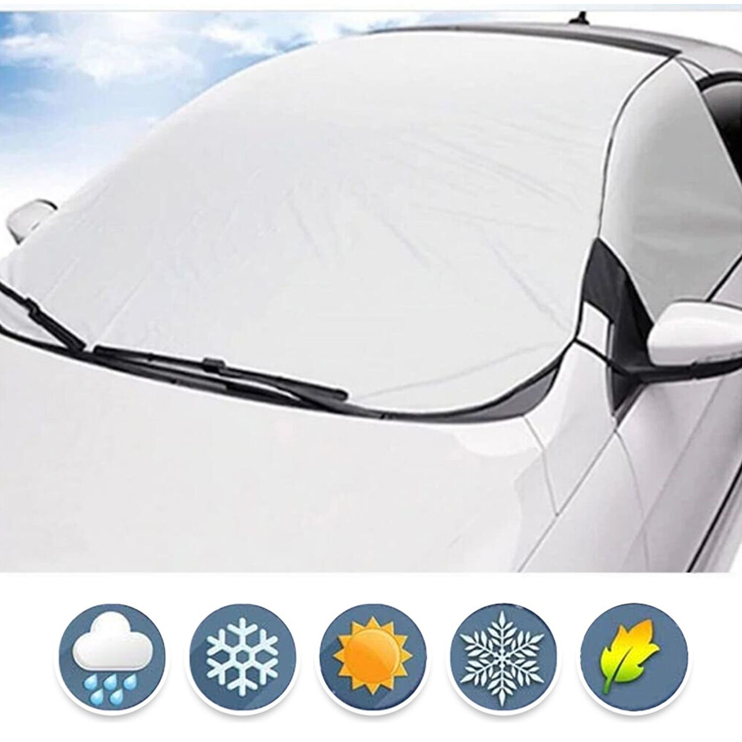 Microcase Buzlanma Önleyici Araba Cam Üstü Kar Örtüsü Su Geçirmez Ön Ve Yan Cam Koruma Kumaş Branda -  AL3116