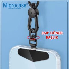 Microcase  360 Döner Başlıklı Telefon  İp Askılıklar için Paslanmaz Çelik   Tutacak Bağlantı Parçası-AL4927 Gümüş
